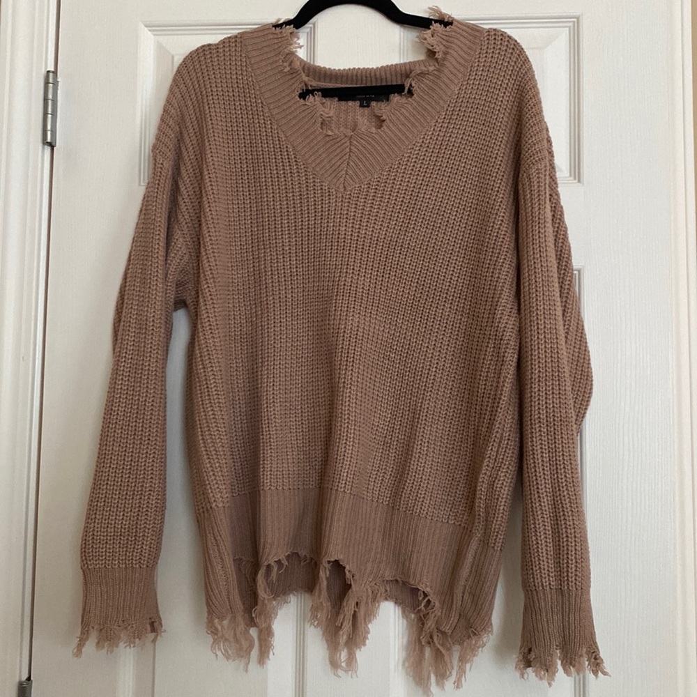 NWOT Distressed Pink Sweater